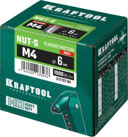 KRAFTOOL Nut-S, М4, 1000 шт, резьбовые заклепки стальные с насечками (311707-04) - 2