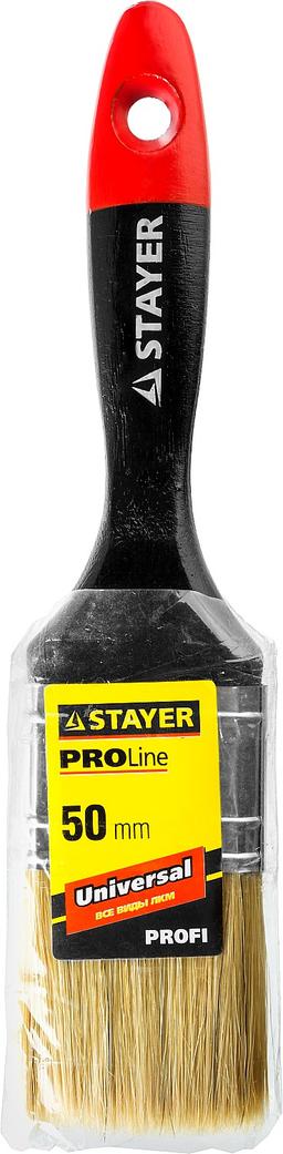 STAYER Universal, 50 мм, 2", светлая, натуральная щетина, деревянная ручка, все виды ЛКМ, плоская кисть, Professional (0104-050) - 2