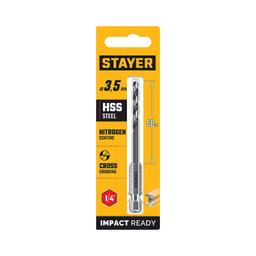 STAYER НЕХ-1/4″, d 3.5 х 93 мм, сверло по металлу для винтовёртов и шуруповертов IMPACT READY (29603-3.5) - 2
