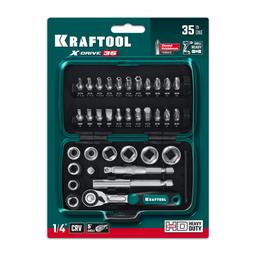 KRAFTOOL X-Drive 35, 35 предм., универсальный набор инструмента 1/4″ (27974) - 2