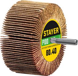 STAYER d 80 x 40 мм, P100, на шпильке d 6 мм, круг шлифовальный лепестковый (36609-100) - 1
