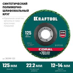 KRAFTOOL  125 х 22.2 мм, круг полимерно-шлифовальный синтетический абразивный (36599-125) - 2