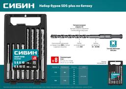 СИБИН 8 шт: 5/6/8/10х110,6/8/10/12х160 мм, набор SDS-plus буров (29312-H8) - 4