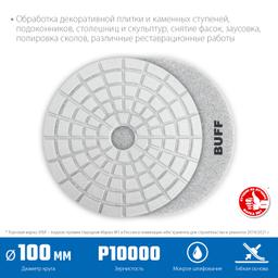 ЗУБР 100 мм, BUFF, мокрое шлифование, алмазный гибкий шлифовальный круг АГШК, Профессионал (29866-10000) - 2