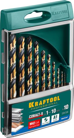 KRAFTOOL  Cobalt, 10 шт, (1-10 мм), сталь М42, HSS-Co(8%), набор сверл по металлу (29656-H10) - 2