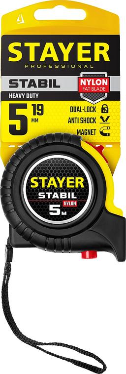 STAYER  Stabil, 5 м х 19 мм, рулетка с двухсторонней шкалой, Professional (34131-05) - 2