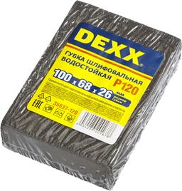 DEXX  Р120, 100 х 68 х 26 мм, водостойкая, четырехсторонняя шлифовальная губка (35637-120) - 2