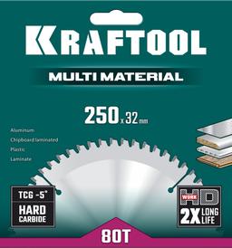 KRAFTOOL Multi Material, 250 х 32 мм, 80Т, пильный диск по алюминию (36953-250-32) - 2