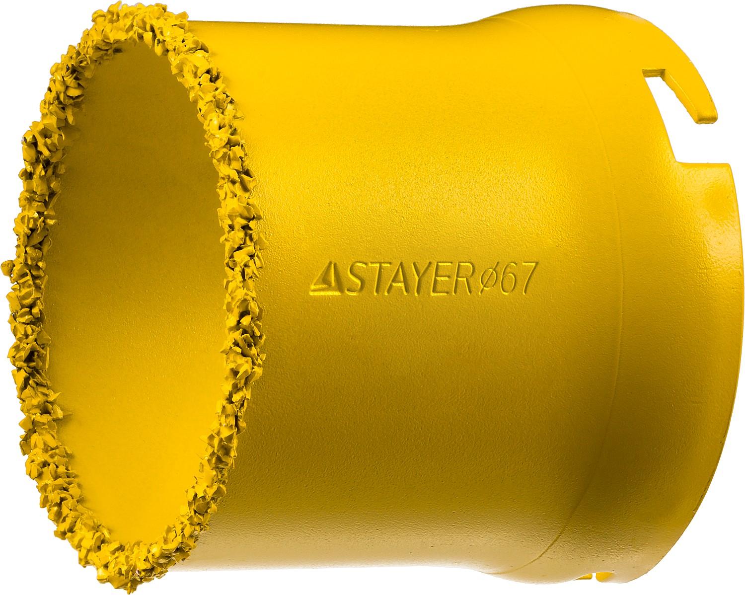 STAYER  67 мм, L 55 мм, карбид вольфрама, кольцевая коронка, Professional (33345-67)