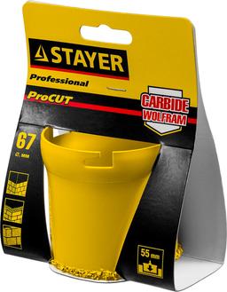 STAYER  67 мм, L 55 мм, карбид вольфрама, кольцевая коронка, Professional (33345-67) - 2