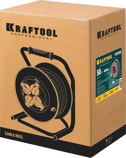 KRAFTOOL  K-325, КГ, 3 х 2.5 мм2, 50 м, 4000 Вт, IP44, силовой удлинитель на стальной катушке (55086-50) - 2