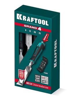 KRAFTOOL GRAND-4 набор стамесок-долот с двухкомпонентной рукояткой, 4 шт - 7