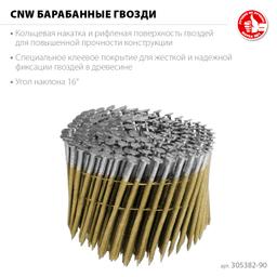 ЗУБР CNW 90 х 3.1 мм, барабанные гвозди рифленые, 3600 шт (305382-90) - 3