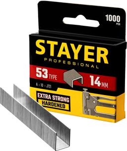 STAYER тип 53 (A/10/JT21), 14 мм, 1000 шт, калибр 23GA, скобы для степлера, Professional (3159-14) - 1
