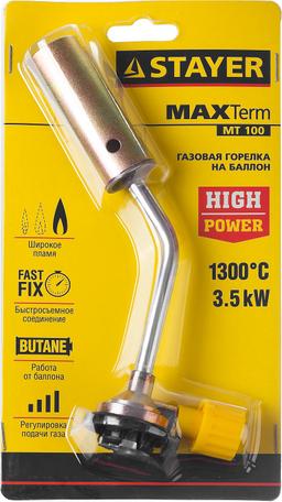 STAYER MaxTerm MT 100, 1300°C, увеличенный выход пламени, газовая горелка на баллон с цанговым соединением (55588) - 2