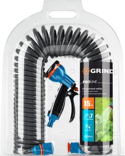 GRINDA спиральный шланг 3/8" x 15 м, пистолет-распылитель, адаптеры, поливочный набор, PROLine (428495) - 3