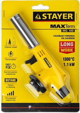 STAYER  MaxTerm MG 100, 1300°C, газовая горелка с пьезоподжигом на баллон с цанговым соединением (55584) - 2