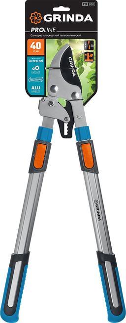 GRINDA TX-980, 645 - 885 мм, высокоуглеродистая сталь, закаленные лезвия, храповый механизм, телескопический, плоскостной сучкорез, PROLine (424515) - 2
