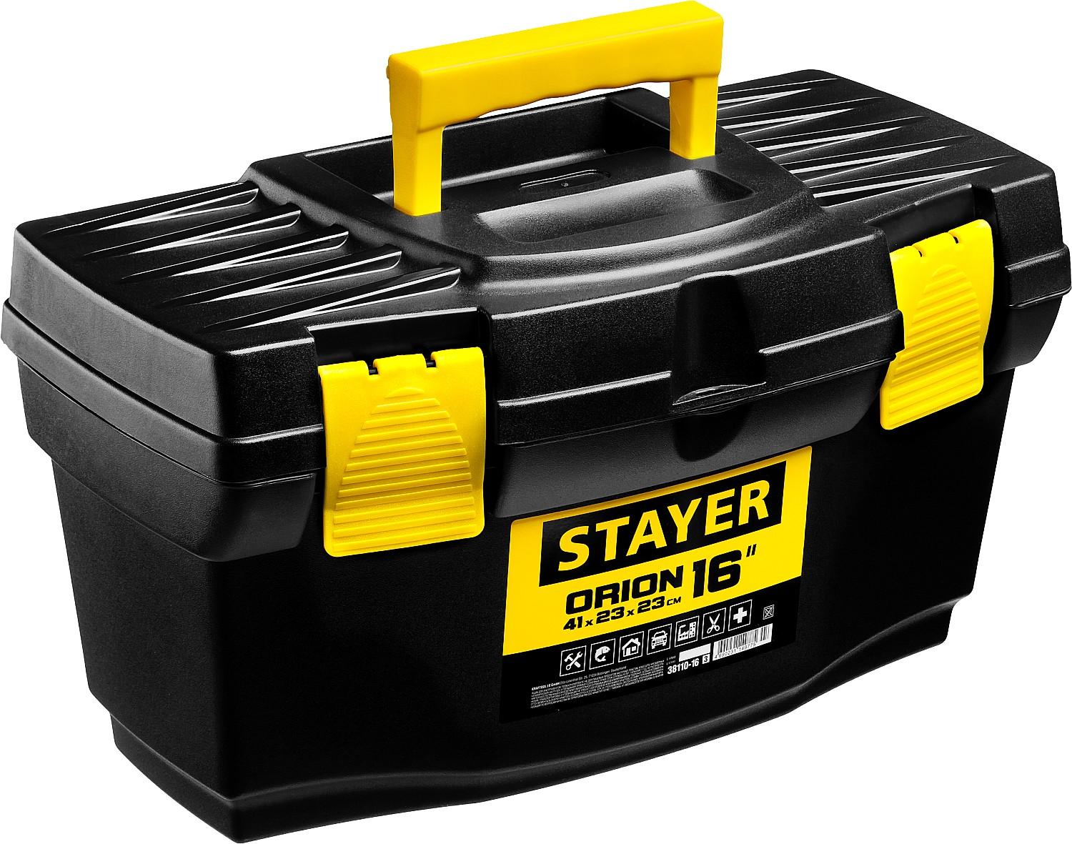 STAYER ORION-16, 410 x 230 x 230 мм, (16"), пластиковый ящик для инструментов (38110-16)