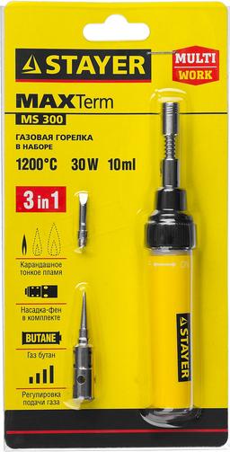 STAYER  MS 300, 40 Вт, 1200°С в наборе: 4 в 1, горелка, фен, 2 жала, газовый паяльник (55506-H4) - 3