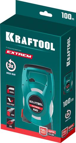 KRAFTOOL EXTREM, 100 м, геодезическая стальная мерная лента - 2