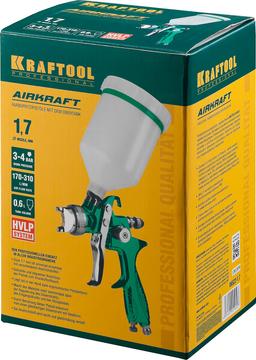 KRAFTOOL  AirKraft, HVLP, 1.7 мм, пневматический краскопульт с верхним бачком (06522-1.7) - 2