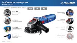 ЗУБР Компакт, 750 Вт, d125 мм, УШМ, фланец ″МИГ″, Профессионал (УШМ-П125-755) - 7