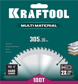 KRAFTOOL Multi Material, 305 х 30 мм, 100Т, пильный диск по алюминию (36953-305-30) - 2