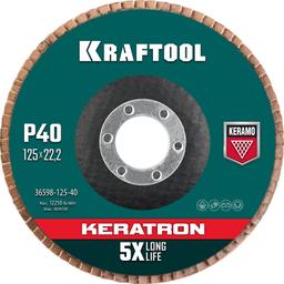 KRAFTOOL  125 х 22.2 мм, P60, круг лепестковый керамический торцевой по нержавеющей стали (36598-125-40) - 1