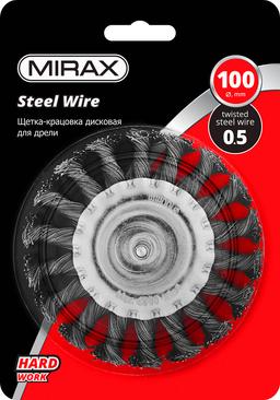 MIRAX 100 / 6 мм, жгутированная стальная проволока 0.5 мм, щетка дисковая для дрели (35146-100) - 2