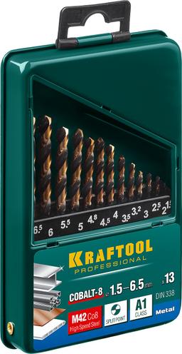 KRAFTOOL Cobalt, 13 шт, (1.5-6.5 мм), сталь М42, HSS-Co(8%), набор сверл по металлу (29656-H13) - 2