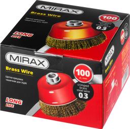 MIRAX  100 мм, витая стальная латунированная проволока 0.3 мм, чашечная щетка-крацовка для УШМ (35142-100) - 2