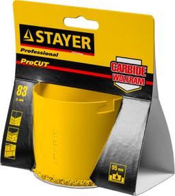STAYER 83 мм, L 55 мм, карбид вольфрама, кольцевая коронка, Professional (33345-83) - 2
