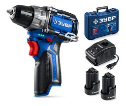ЗУБР КОМПАКТ #3, 12 В, 45 Н·м, 2 АКБ тип Т7 (2 А·ч), дрель-шуруповерт, BRUSHLESS, кейс, Профессионал (DB-121-22) - 1