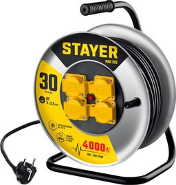 STAYER  PRO-325, КГ, 3 х 2.5 мм2, 30 м, 4000 Вт, IP44, силовой удлинитель на стальной катушке (55076-30) - 1