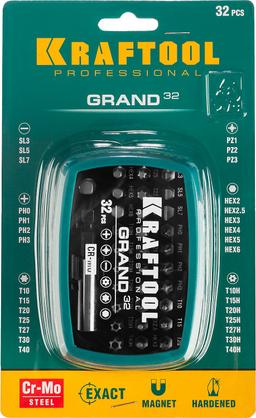 KRAFTOOL Grand-32, с магнитным адаптером 32 шт, набор бит (26083-H32) - 2