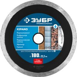 ЗУБР Керамо-22, d 180 мм, (22.2 мм, 7 х 2.2 мм), сплошной алмазный диск, Профессионал (36654-180) - 1