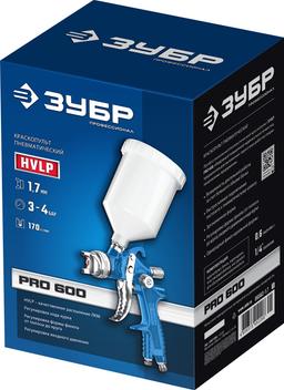 ЗУБР PRO 600, HVLP, 1.7 мм, пневматический краскопульт с верхним бачком, Профессионал (06563-1.7) - 2
