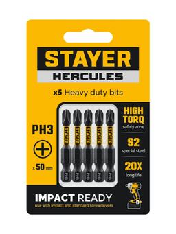 STAYER HERCULES, PH3, 50 мм, 5 шт, торсионные биты (26231-3-50-5) - 1