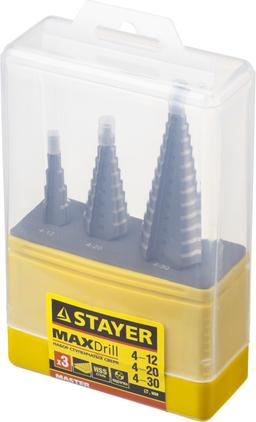 STAYER 3 шт, 4-30 мм, сталь HSS, набор сверл ступенчатых (29660-4-30-H3) - 2
