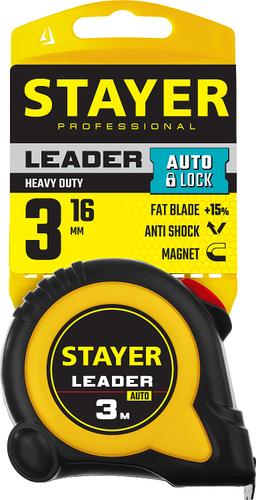 STAYER  Leader, 3 м х 16 мм, рулетка с автостопом, Professional (3402-3) - 2