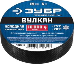 ЗУБР ВУЛКАН, 19 мм х 5 м, 10 000 В, черная, самовулканизирующаяся изолента, Профессионал (1238-2) - 2