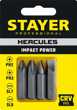 STAYER Hercules, 36 мм, 4 шт, биты для ударной отвертки, Professional (25667-S4) - 1
