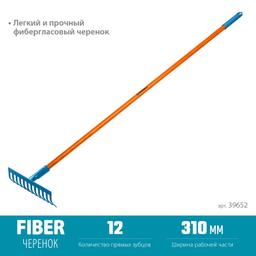 GRINDA PR-12S FIBER, 310 х 80 х 1500 мм, 12 прямых зубцов, углеродистая сталь, фибергласовый черенок, садовые грабли, PROLine (39652) - 2