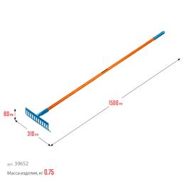 GRINDA PR-12S FIBER, 310 х 80 х 1500 мм, 12 прямых зубцов, углеродистая сталь, фибергласовый черенок, садовые грабли, PROLine (39652) - 6