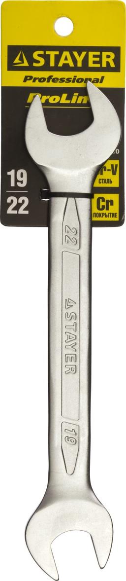 STAYER 19 x 22 мм, рожковый гаечный ключ, Professional (27035-19-22) - 2