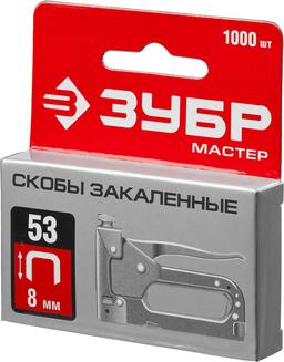 ЗУБР скобы тип 53 (A/10/JT21), 8 мм, калибр 23GA. 1000 шт (31625-08) - 2