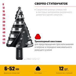 STAYER Pro-Max 6-52мм, 12 ступеней, винтовая спираль, сверло ступенчатое (29661-6-52-12) - 3