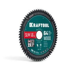 KRAFTOOL Slim wood cut 190 х 30 x 1.6 мм, 64Т, диск пильный по дереву, (36955-190-30-64) - 1