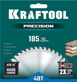 KRAFTOOL Precision, 185 x 20 мм, 48Т, пильный диск по дереву (36952-185-20) - 2